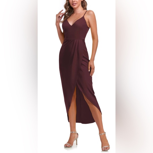 Spaghetti Straps Satin Maxi Dress - Picture 1 of 4
